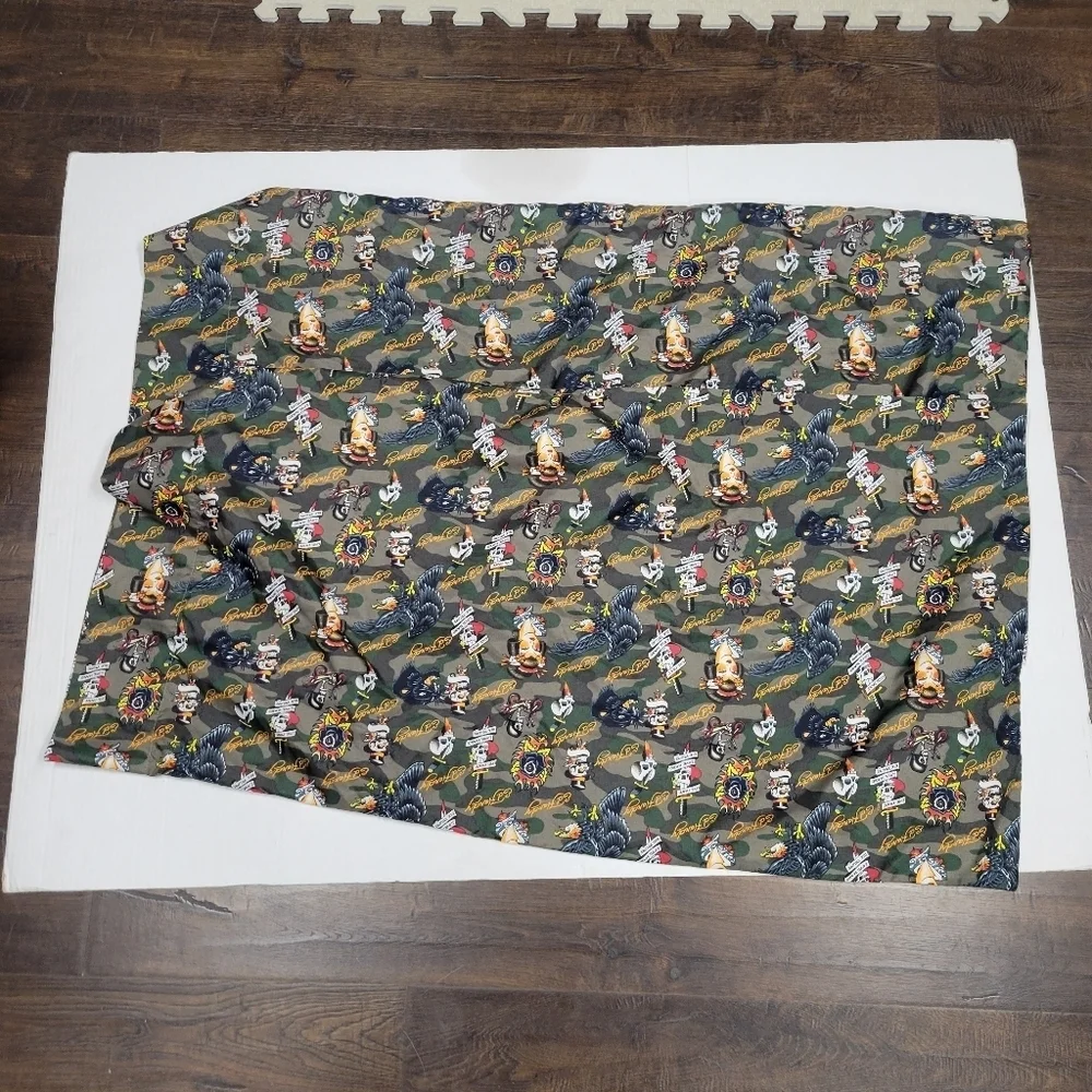 Vintage Y2K Ed Hardy Pillow Case Set Camo Skulls